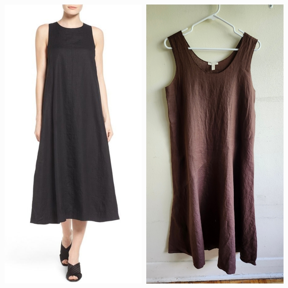 Eileen Fisher Organic Linen Maxi Dress, XS Oversized, Fits Up To Medium Sz.